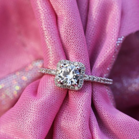 🍁 Dainty Pure Round Zircon Square Dazzling Thin Rings for Women, EVGG1577 - Picture 6 of 7